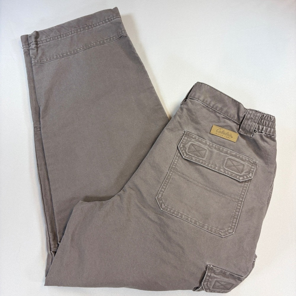 Cabela's Trail Hiker Pants Mens 34x30 Brown Canvas Cargo Outdoor Work Gorpcore